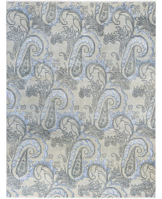 Traditional Paisley Wool, Silk Hand Knotted Gray Area Rug 7' 10" x 10' 4"