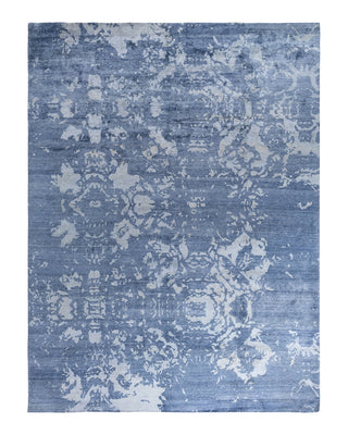 Contemporary Modern Hand Knotted Abstract Silk Ivory Area Rug 9' 2" x 12' 2"