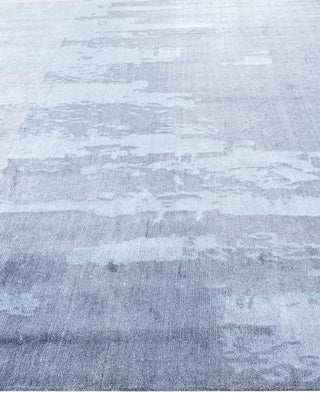 Contemporary Abstarct Silk Hand Knotted Gray Area Rug 8' 1" x 9' 10"