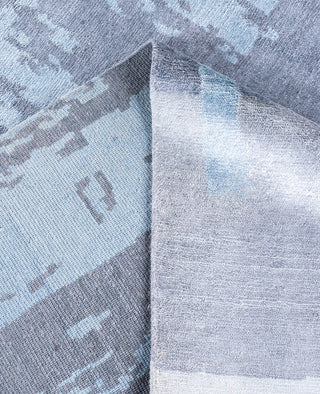 Contemporary Abstarct Silk Hand Knotted Gray Area Rug 8' 1" x 9' 10"