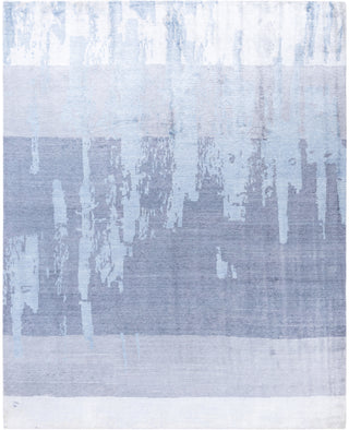 Contemporary Abstarct Silk Hand Knotted Gray Area Rug 8' 1" x 9' 10"