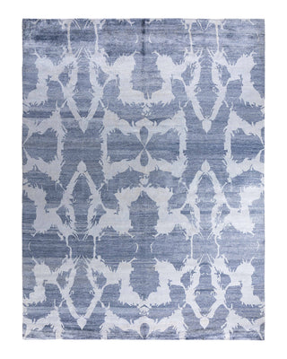 Contemporary Modern Hand Knotted Abstract Silk Gray Area Rug 9' 2" x 11' 10"