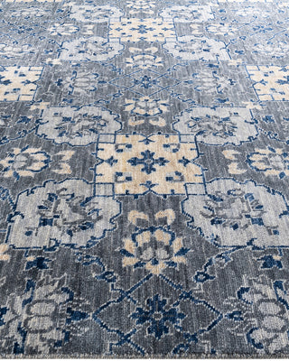 Contemporary Modern Hand Knotted Geometric Wool Gray Area Rug 9' 1" x 12' 2"