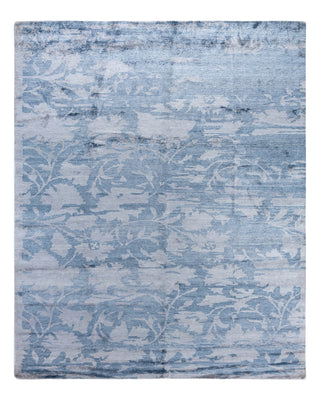 Contemporary Modern Hand Knotted Abstract Silk Gray Area Rug 8' 2" x 9' 10"