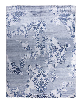Contemporary Modern Hand Knotted Abstract Silk Gray Area Rug 9' 2" x 12' 4"