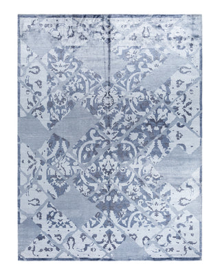Contemporary Modern Hand Knotted Abstract Silk Ivory Area Rug 9' 2" x 12' 2"