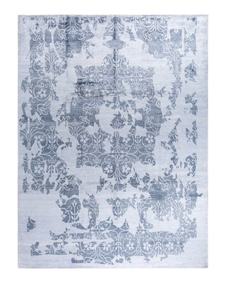 Contemporary Modern Hand Knotted Abstract Silk Ivory Area Rug 9' 3" x 12' 2"