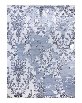 Contemporary Modern Hand Knotted Abstract Silk Ivory Area Rug 9' 3" x 12' 4"