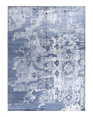 Contemporary Modern Hand Knotted Abstract Silk Ivory Area Rug 9' 3" x 12' 3"