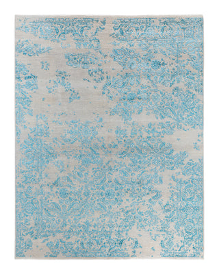 Traditional Ikat Hand Knotted Abstract Silk & Wool Blend Beige Area Rug 7' 10" x 10' 1"