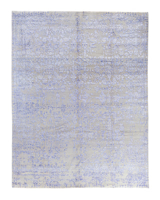 Traditional Ikat Hand Knotted Abstract Silk & Wool Blend Gray Area Rug 8' 1" x 10' 5"