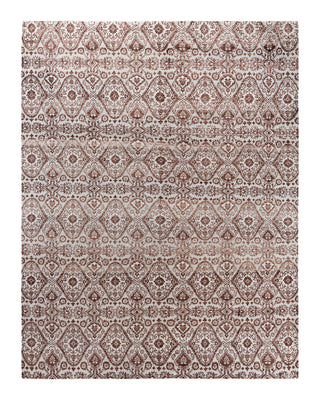 Traditional Ikat Hand Knotted Floral Silk & Wool Blend Gray Area Rug 8' 0" x 10' 0"