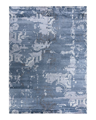 Contemporary Modern Hand Knotted Abstract Silk Gray Area Rug 9' 1" x 12' 3"