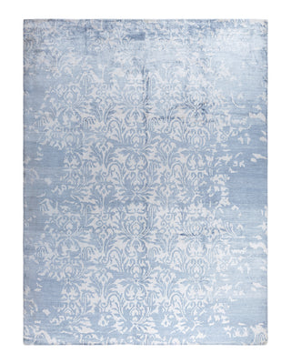 Contemporary Modern Hand Knotted Abstract Silk Ivory Area Rug 9' 1" x 12' 2"