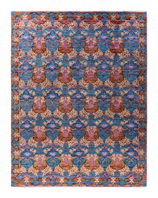 Contemporary Modern Hand Knotted Floral Wool Pink Area Rug 7' 10" x 10' 0"