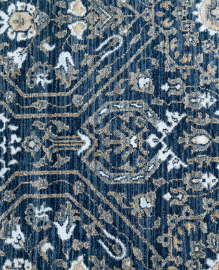Traditional Floral Wool, Silk Hand Knotted Navy Area Rug 8' 0" x 10' 0"