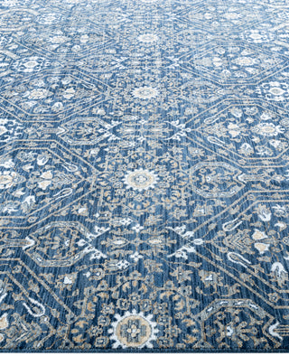 Traditional Floral Wool, Silk Hand Knotted Navy Area Rug 8' 0" x 10' 0"