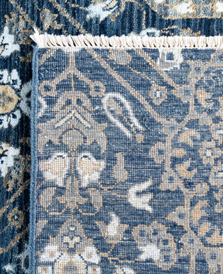 Traditional Floral Wool, Silk Hand Knotted Navy Area Rug 8' 0" x 10' 0"