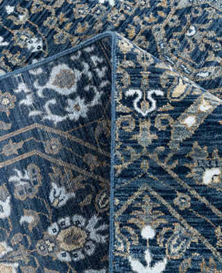 Traditional Floral Wool, Silk Hand Knotted Navy Area Rug 8' 0" x 10' 0"