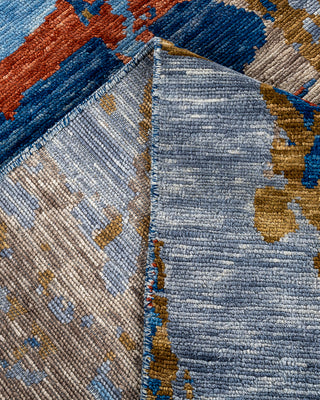Contemporary Modern Hand Knotted Abstract Wool Blue Area Rug 9' 0" x 12' 0"