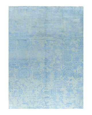 Traditional Ikat Hand Knotted Abstract Silk & Wool Blend Gray Area Rug 8' 10" x 12' 0"