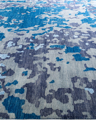 Contemporary Modern Hand Knotted Abstract Silk & Wool Blend Sand Area Rug 8' 10" x 11' 10"