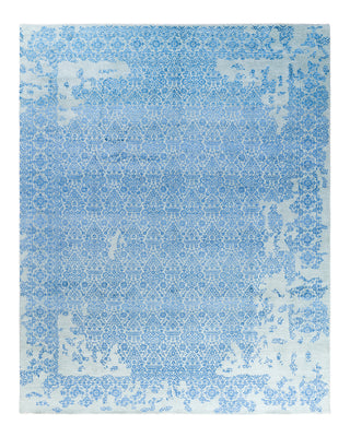 Traditional Ikat Hand Knotted Abstract Silk & Wool Blend Purple Area Rug 8' 0" x 9' 10"