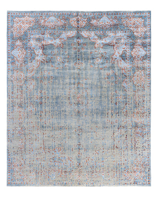 Traditional Ikat Hand Knotted Abstract Silk & Wool Blend Gray Area Rug 8' 1" x 9' 9"