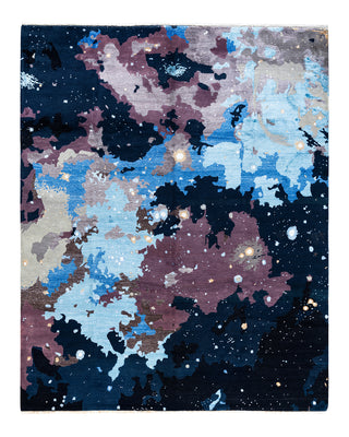 Traditional Ikat Hand Knotted Abstract Silk & Wool Blend Black Area Rug 8' 2" x 10' 2"