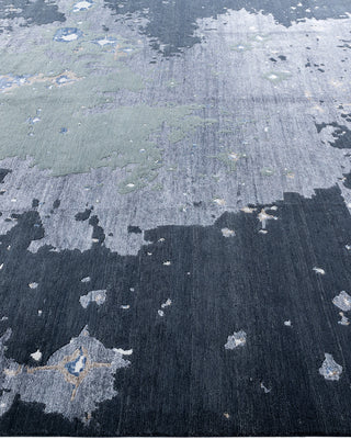 Contemporary Modern Hand Knotted Abstract Silk & Wool Blend Gray Area Rug 9' 3" x 12' 2"