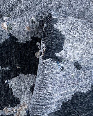 Contemporary Modern Hand Knotted Abstract Silk & Wool Blend Gray Area Rug 9' 3" x 12' 2"