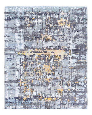 Contemporary Modern Hand Knotted Abstract Silk & Wool Blend Gray Area Rug 8' 3" x 10' 0"