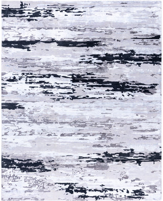 Contemporary Abstarct Wool, Silk Hand Knotted Gray Area Rug 8' 0" x 9' 10"
