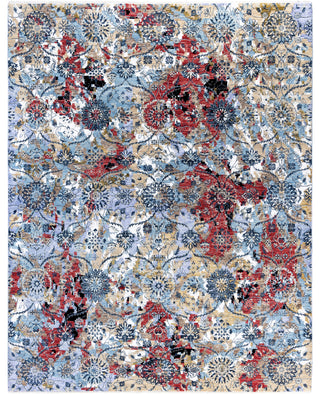 Traditional Abstarct Wool, Silk Hand Knotted Purple Area Rug 8' 0" x 10' 3"