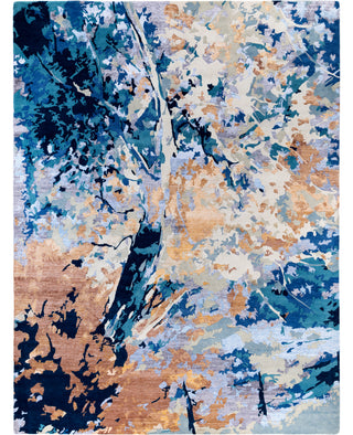 Contemporary Abstarct Wool, Silk Hand Knotted Yellow Area Rug 9' 2" x 12' 2"