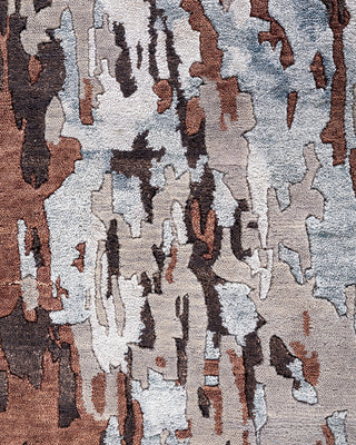 Traditional Ikat Hand Knotted Abstract Silk & Wool Blend Brown Area Rug 9' 2" x 12' 0"