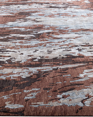 Traditional Ikat Hand Knotted Abstract Silk & Wool Blend Brown Area Rug 9' 2" x 12' 0"