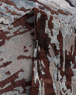 Traditional Ikat Hand Knotted Abstract Silk & Wool Blend Brown Area Rug 9' 2" x 12' 0"