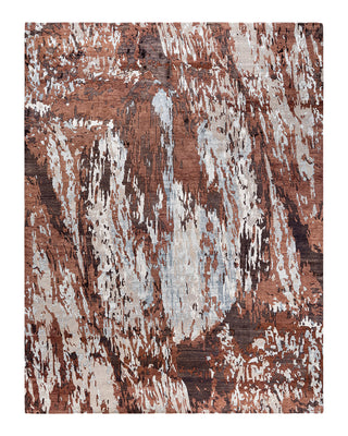 Traditional Ikat Hand Knotted Abstract Silk & Wool Blend Brown Area Rug 9' 2" x 12' 0"