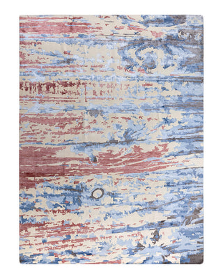 Contemporary Modern Hand Knotted Abstract Silk & Wool Blend Ivory Area Rug 9' 1" x 12' 2"