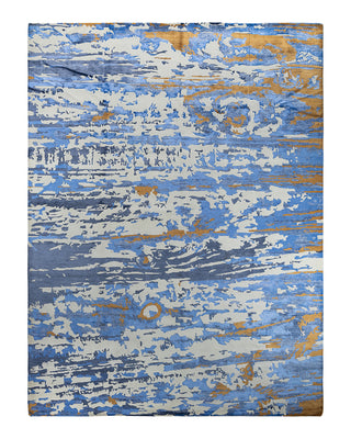 Contemporary Modern Hand Knotted Abstract Silk & Wool Blend Ivory Area Rug 9' 2" x 12' 3"