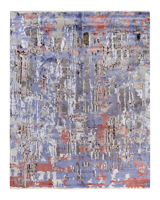 Traditional Ikat Hand Knotted Abstract Silk & Wool Blend Gray Area Rug 8' 2" x 10' 3"
