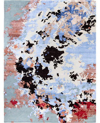 Contemporary Abstarct Wool, Silk Hand Knotted Gray Area Rug 9' 2" x 12' 1"