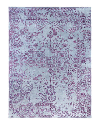 Traditional Ikat Hand Knotted Abstract Silk & Wool Blend Gray Area Rug 9' 1" x 12' 1"