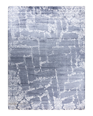 Contemporary Modern Hand Knotted Abstract Silk Ivory Area Rug 9' 2" x 12' 1"