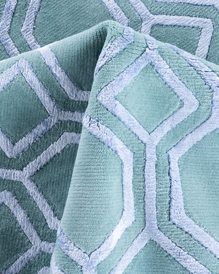 Contemporary Modern Hand Knotted Geometric Silk & Wool Blend Blue Area Rug 9' 3" x 12' 1"