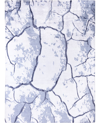 Contemporary Abstarct Silk Hand Knotted Ivory Area Rug 9' 0" x 12' 3"