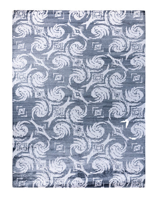 Contemporary Modern Hand Knotted Abstract Silk Ivory Area Rug 9' 1" x 12' 3"