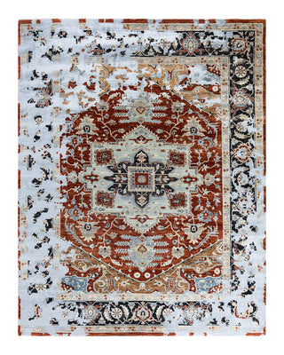 Traditional Ikat Hand Knotted Abstract Silk & Wool Blend Red Area Rug 8' 0" x 10' 4"