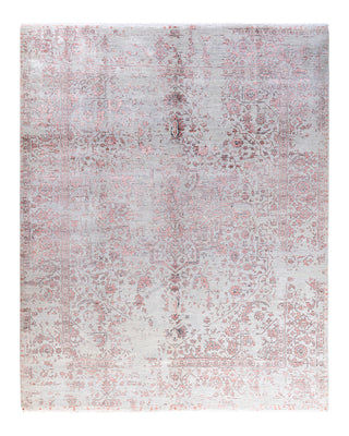 Traditional Ikat Hand Knotted Abstract Silk & Wool Blend Gray Area Rug 8' 1" x 10' 1"
